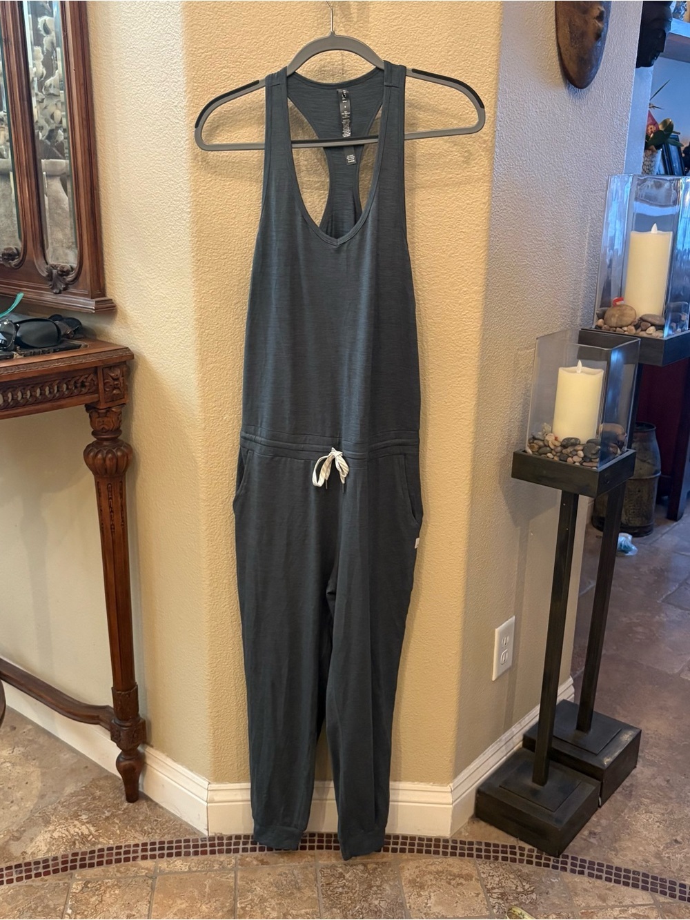 VUORI Women Blue Lux Harem Sleeveless Drawstring Jumpsuit Size Small